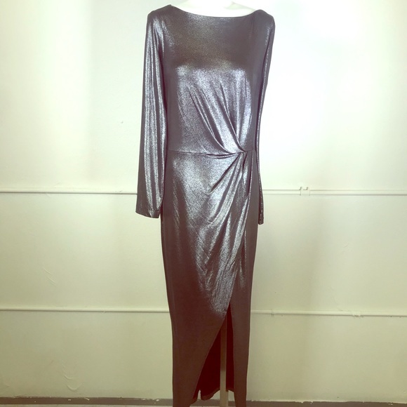 Julia Jordan Metallic Front Slit Long Sleeve Knit - Picture 1 of 10